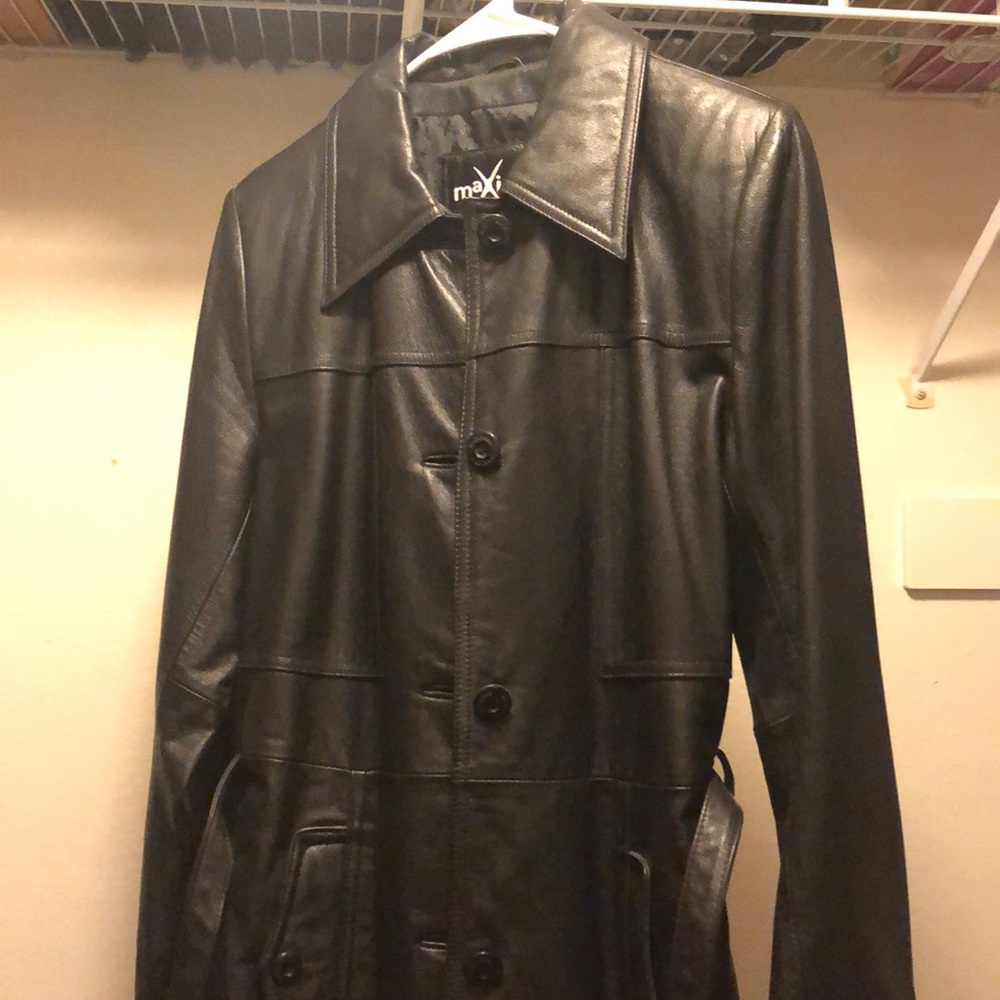 Leather trench coat
